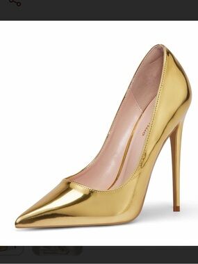 Metallic Gold Pointed-Toe Stiletto Pumps